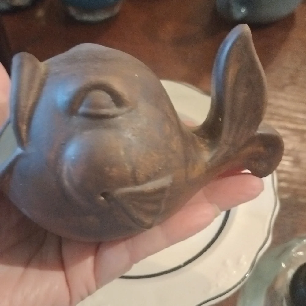 Brown Ceramic Fish Decor. Housecshelf2